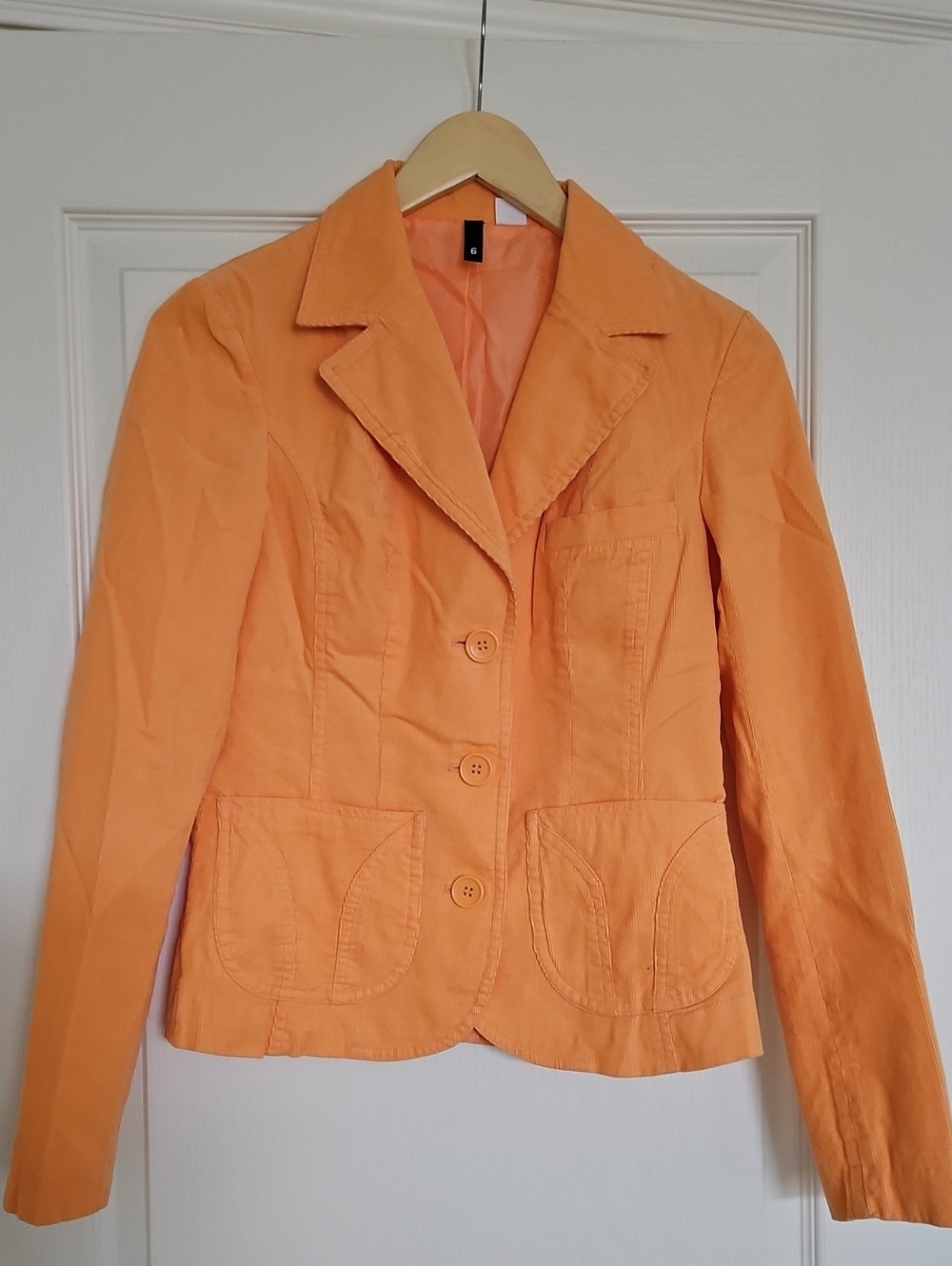 Vintage H&M Bright Orange Corduroy Tailored Blazer